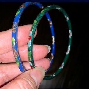 🌸 Pair of Chinese Vintage Cloisonné Bracelets